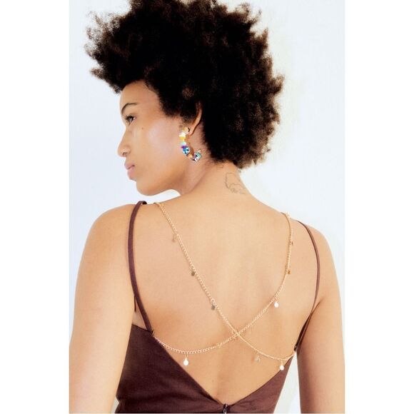 Zara NWT DRAPED DRESS WITH JEWEL CHAIN AT BACK - Picture 4 of 14